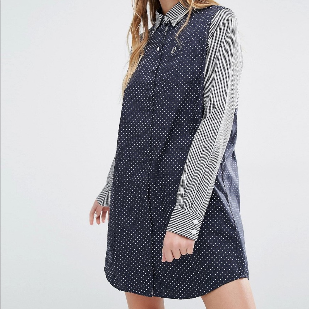 Fred Perry Ginham and Spot shirt dress